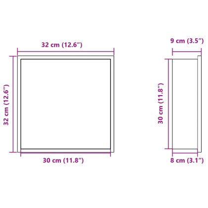 Душ ниша, матово черно, 32x32x9 см, неръждаема стомана
