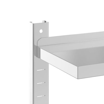 Стенен рафт на 2 нива 75x23,5x60 см сребрист неръждаема стомана