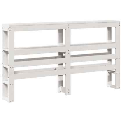 Горна табла с рафтове, бяла, 160 см, масивно дърво бор