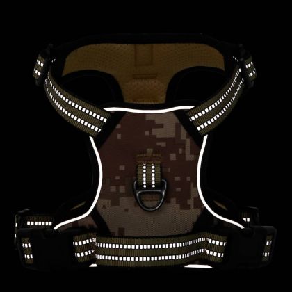 Кучешки нагръдник с отразяващи ивици камуфлажно кафяв XL