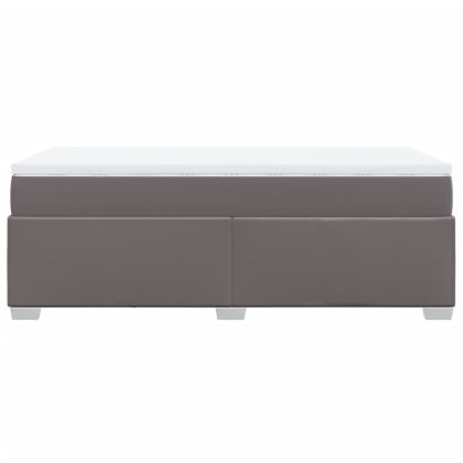 Боксспринг легло с матрак, сиво, 90x190 см изкуствена кожа