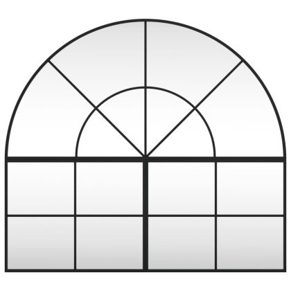 Стенно огледало, черно, 100x90 см, арка, желязо