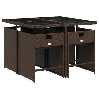 Градински комплект с възглавници 5 части кафяв полиратан