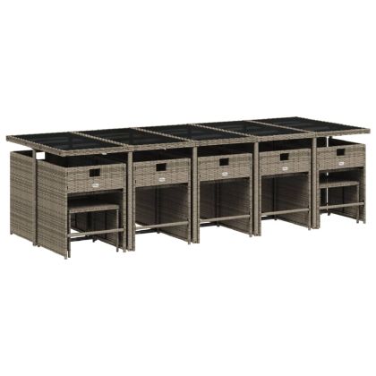 Градински комплект с възглавници 15 части полиратан сив