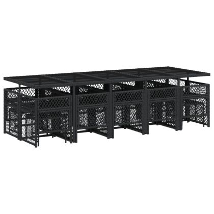 Градински комплект с възглавници 15 части полиратан черен