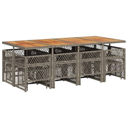 Градински комплект от 13 части с възглавници сив полиратан