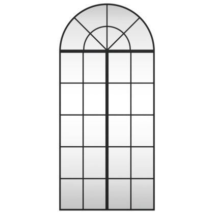 Стенно огледало, черно, 60x130 см, арка, желязо