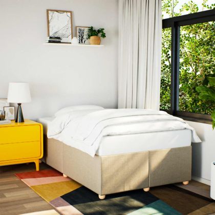 Рамка за легло без матрак, кремави, 120x190 см, плат