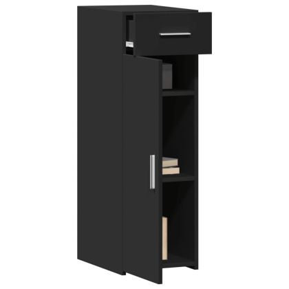 Сайдборд, черен, 30x42,5x93 см, инженерно дърво