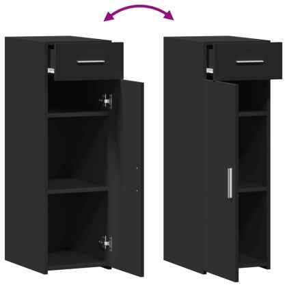 Сайдборд, черен, 30x42,5x93 см, инженерно дърво