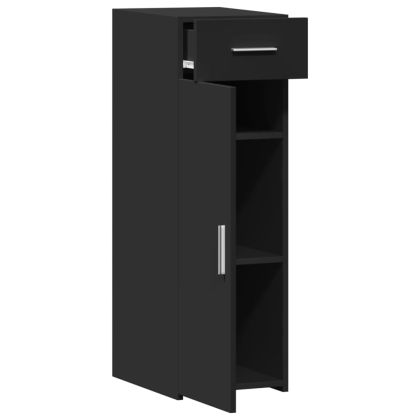 Сайдборд, черен, 30x42,5x93 см, инженерно дърво