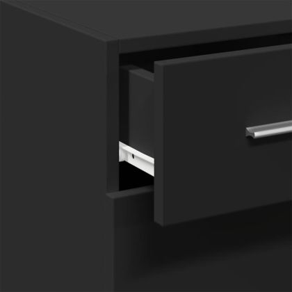 Сайдборд, черен, 30x42,5x93 см, инженерно дърво