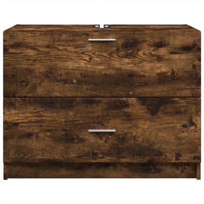 Шкаф за мивка, опушен дъб, 78x37x59 см, инженерно дърво