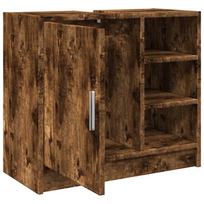 Долен шкаф за мивка, опушен дъб, 63x29x55 см, инженерно дърво