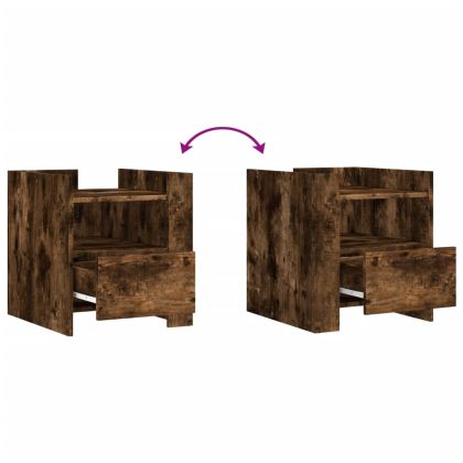 Нощно шкафче, опушен дъб, 45x50x50 см, инженерно дърво