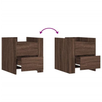 Нощно шкафче, кафяв дъб, 45x50x50 см, инженерно дърво