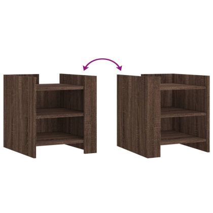 Нощно шкафче, кафяв дъб, 45x50x50 см, инженерно дърво