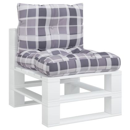 Палетни възглавници, 2 бр, сиво каре, текстил