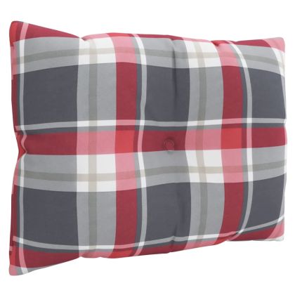 Палетни възглавници, 3 бр, червено каре, текстил