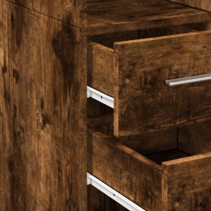 Тесен шкаф, опушен дъб, 30x42,5x225 см, инженерно дърво