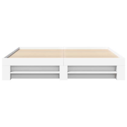 Рамка за легло, бяло, 200x200 см, масивно дърво