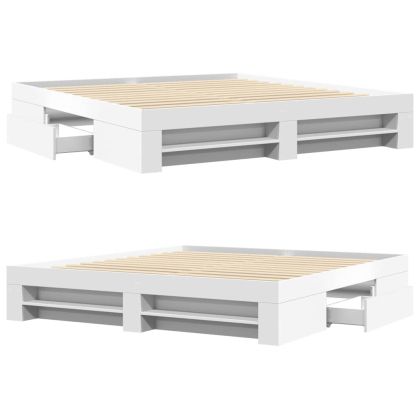 Рамка за легло, бяло, 200x200 см, масивно дърво