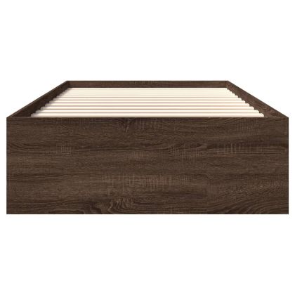 Рамка за легло без матрак кафяв дъб 90x200 см инженерно дърво