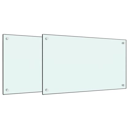 Кухненски гърбове, 2 бр, бял, 70x60 см, закалено стъкло