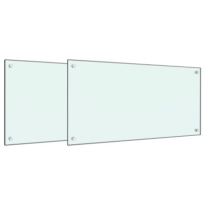 Кухненски гърбове, 2 бр, бял, 80x50 см, закалено стъкло