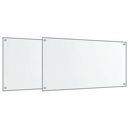 Кухненски гърбове, 2 бр, прозрачен, 80x50 см, закалено стъкло