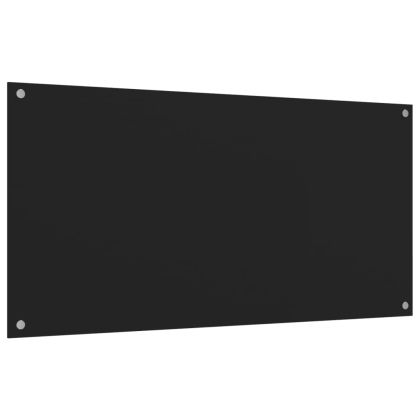 Кухненски гърбове, 2 бр, черен, 80x40 см, закалено стъкло