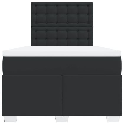 Боксспринг легло с матрак, черно, 120x190 см, изкуствена кожа