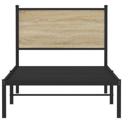 Метална рамка за легло, без матрак, сонома дъб, 90x200 см