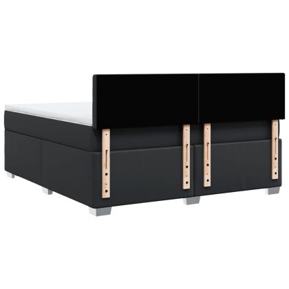 Боксспринг легло с матрак, черно, 180x200 см, изкуствена кожа