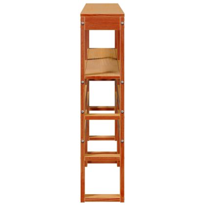 Горна табла с рафтове, восъчнокафява, 120 см, масивно дърво бор