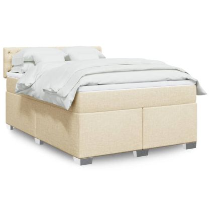 Боксспринг легло с матрак, кремаво, 140x190 см, плат
