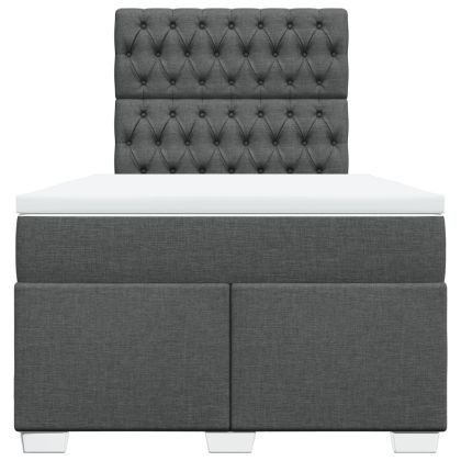 Боксспринг легло с матрак, тъмносиво, 120x190 см, плат