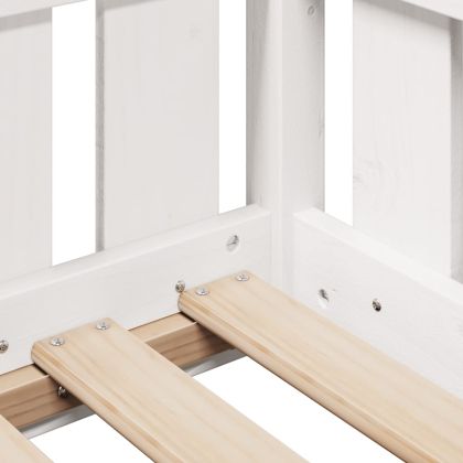 Рамка за детско легло къща, бял, 90x190 см, борово дърво масив