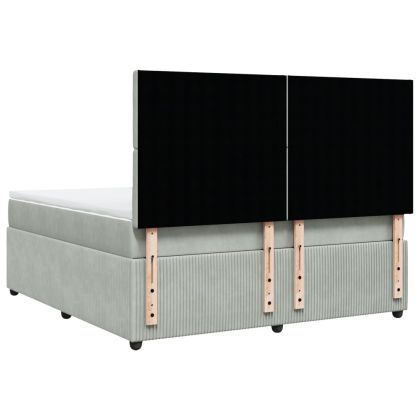 Боксспринг легло с матрак, светлосиво, 180x200 см, кадифе