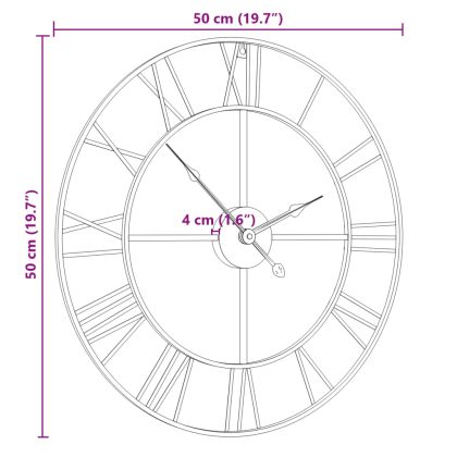 Стенен часовник, черен, Ø50 см, желязо
