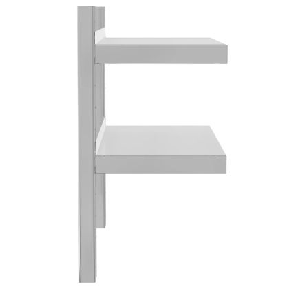 Стенен рафт на 2 нива 50x23,5x48 см сребрист неръждаема стомана