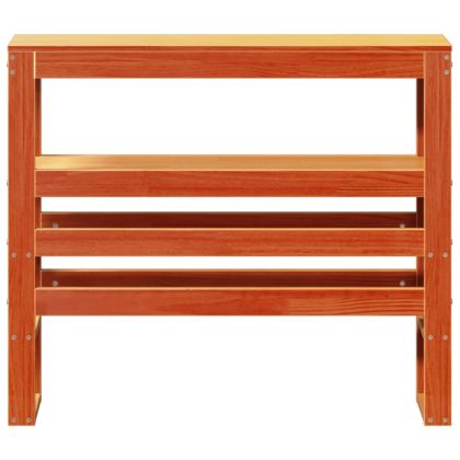 Горна табла с рафтове, восъчнокафява, 75 см, масивно дърво бор