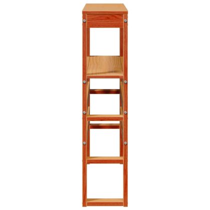 Горна табла с рафтове, восъчнокафява, 75 см, масивно дърво бор