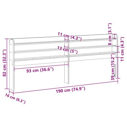 Горна табла с рафтове, восъчнокафява, 180 см, масивно дърво бор