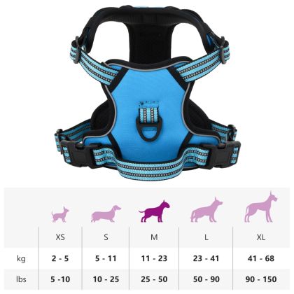 Кучешки нагръдник с отразяващи ивици регулируем син M