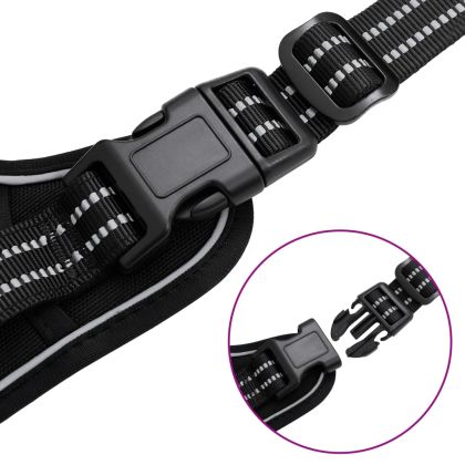 Кучешки нагръдник с повод и нашийник, регулируем, черен, M