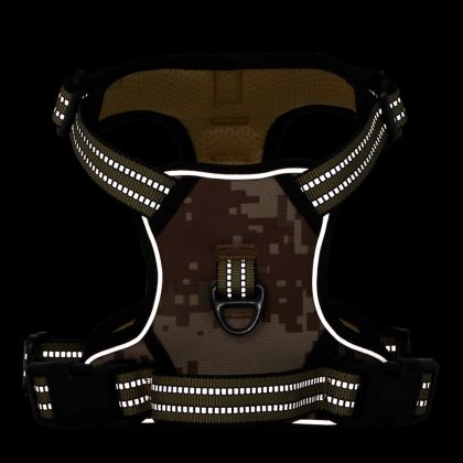 Кучешки нагръдник с повод, регулируем, камуфлажно кафяво, L