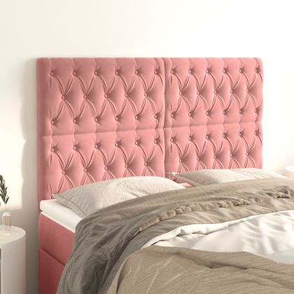 Горна табла за легло, 4 бр, розова, 80x7x78/88 см, кадифе