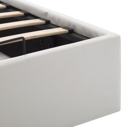 Легло с повдигащ механизъм, бяло, изкуствена кожа, 180x200 cм