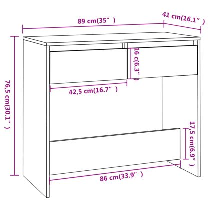 Конзолна маса, бяла, 89x41x76,5 см, инженерно дърво